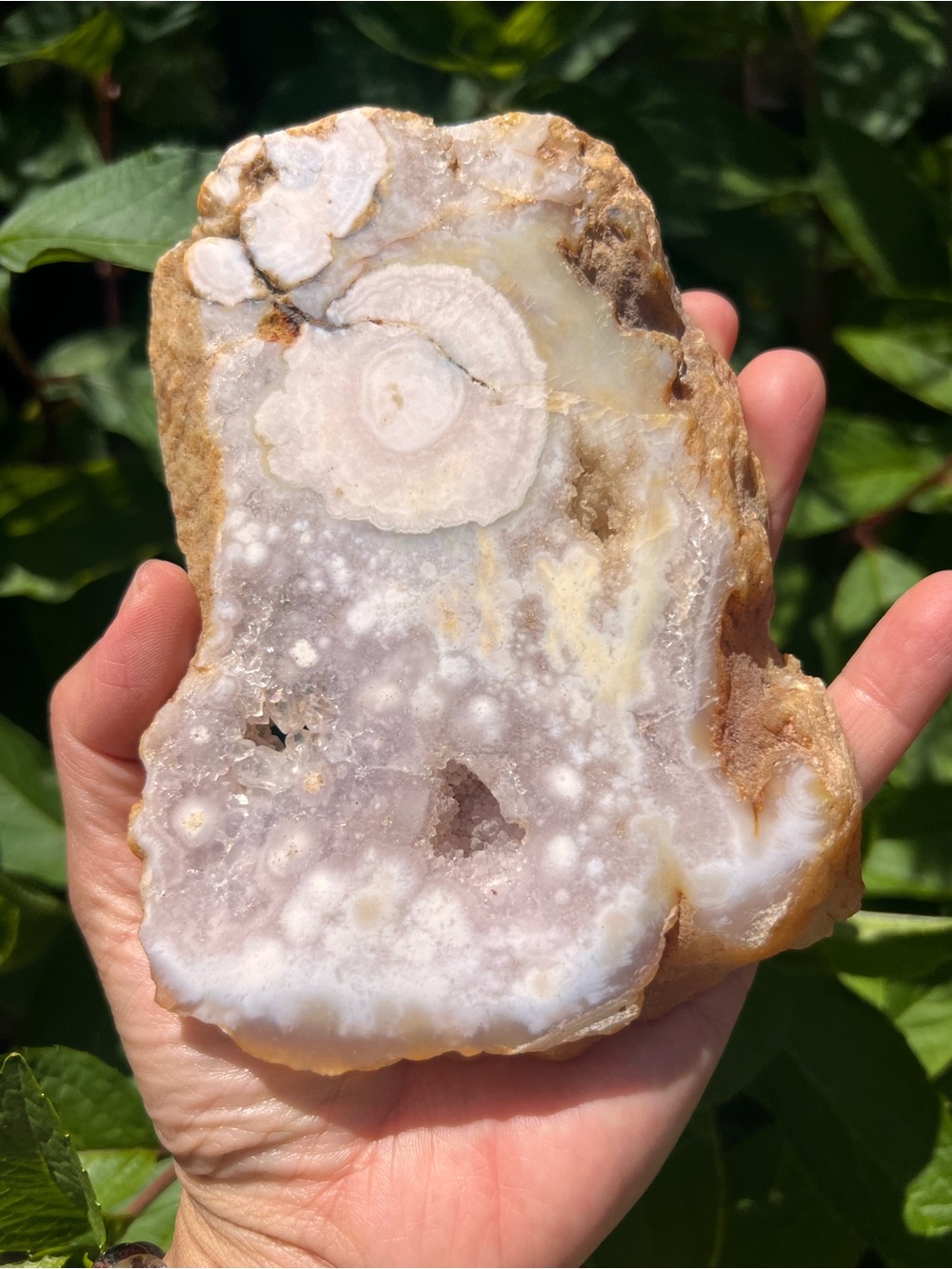 Pink (19) flower agate slab with stand | crystal
